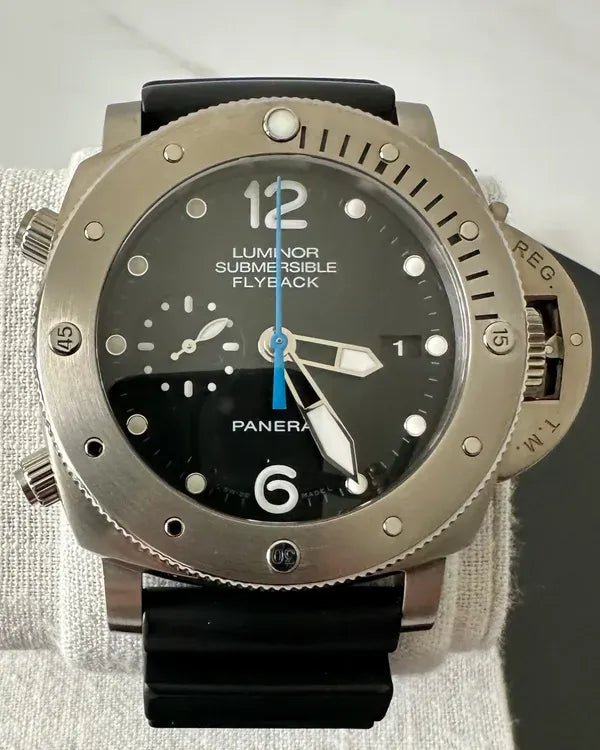 2016 Panerai Submersible 1950 3 Days Chrono Flyback 47MM Black Dial Rubber Strap (PAM00614)