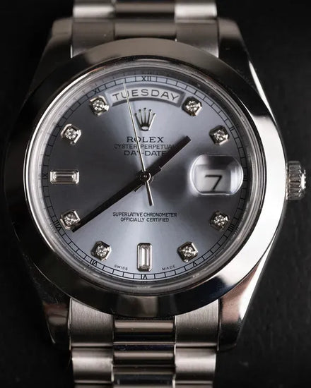 2015 Rolex Day-Date 41MM Ice Blue Dial Platinum President Bracelet (218206)