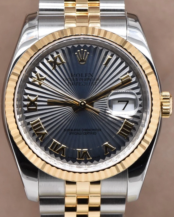 2004 (F Serial) Rolex Datejust 36MM Slate "Sunbeam" Dial Two-Tone Jubilee Bracelet (116233)