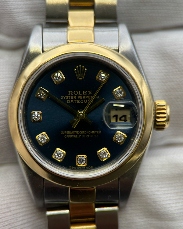 1996 (T Serial) Rolex Lady-Datejust 26MM Aftermarket Blue Dial Two-Tone Oyster Bracelet (69163)