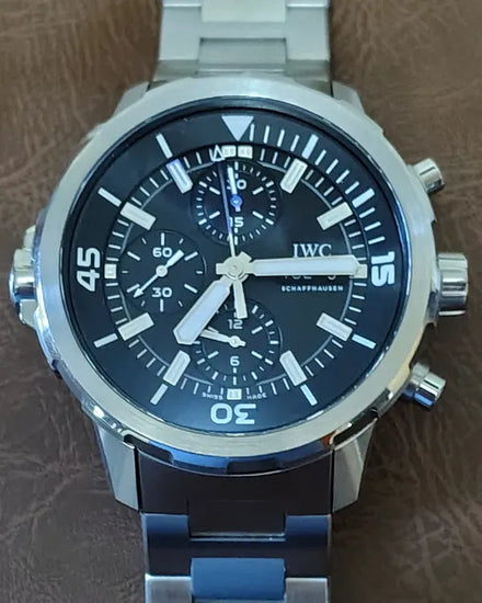 2023 IWC Schaffhausen Aquatimer Chronograph 44MM Black Dial Steel Bracelet (IW376804)