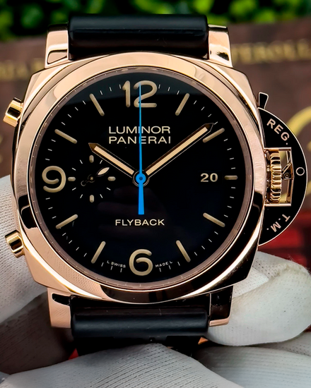 2018 Panerai Luminor 1950 3 Days Chrono Flyback L.E. 44MM Black Dial Rubber Strap (PAM00525)