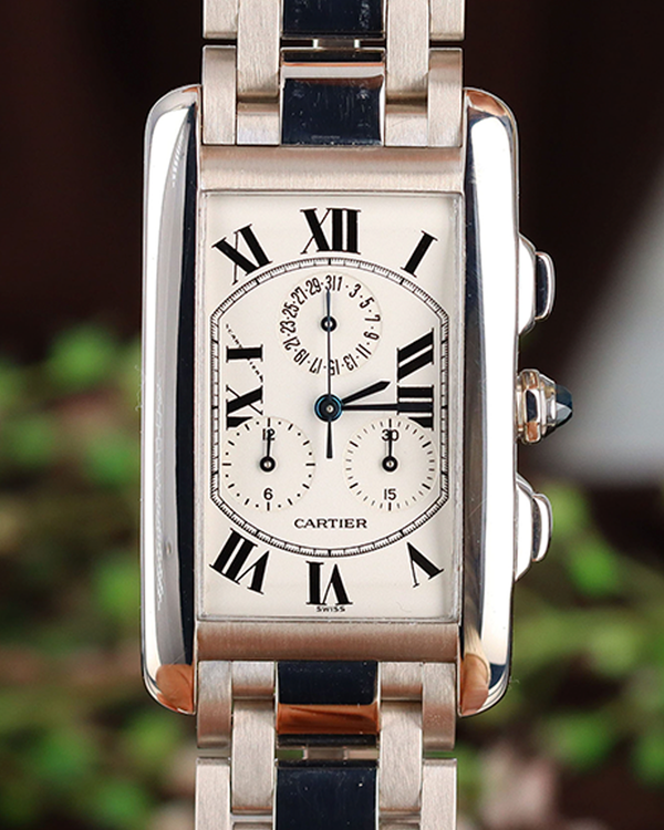 Cartier Tank Américaine 45MM Quartz White Dial White Gold Bracelet (W26033L1)