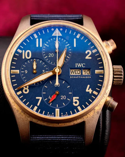 2023 IWC Schaffhausen Pilot Chronograph Bronze 41MM Blue Dial Textile Strap (IW388109)