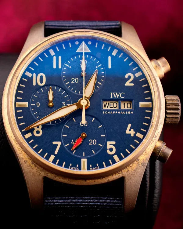 2023 IWC Schaffhausen Pilot Chronograph Bronze 41MM Blue Dial Textile Strap (IW388109)