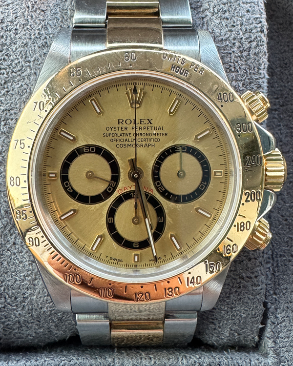 1999 (A Serial) Rolex Cosmograph Daytona 40MM Champagne Dial Two-Tone Oyster Bracelet (16523)