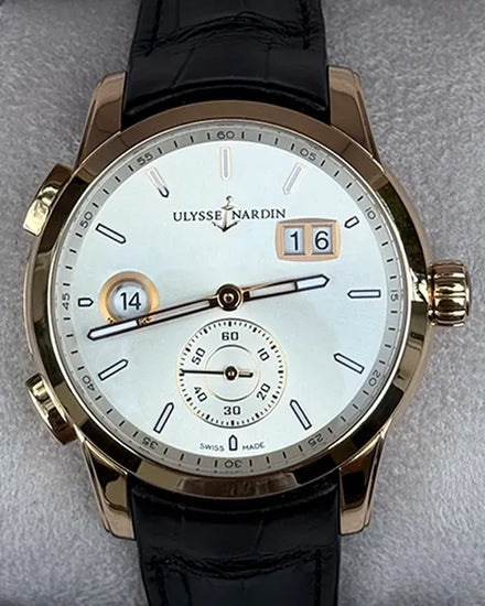 Ulysse Nardin Dual Time 42MM Silver Dial Leather Strap (3346-126/91)
