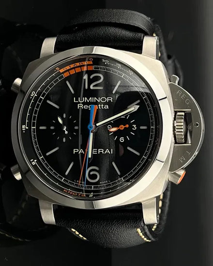 2017 Panerai Luminor 1950 Regatta 3 Days Chrono Flyback 47MM Black Dial Leather Strap (PAM00526)