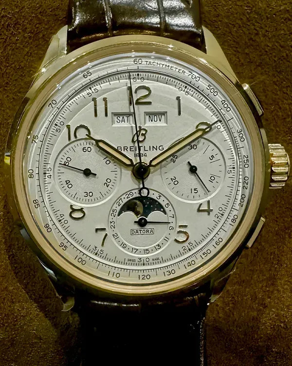2022 Breitling Premier B25 Datora 42MM White Dial Leather Strap (RB2510)