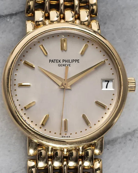Patek Philippe Calatrava 34MM White Dial Yellow Gold Bracelet (3998)