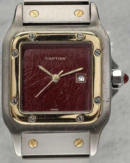 Rare Cartier Santos De Cartier Carrée 29MM Red "Spider" Dial Two-Tone Bracelet (2961)