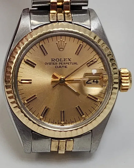 Rolex Lady-Datejust 26MM Champagne Dial Aftermarket Two-Tone Jubilee Bracelet (6917)