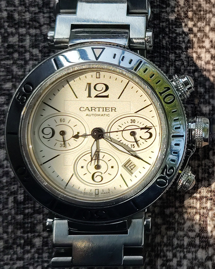 Cartier Pasha De Cartier Seatimer 42MM White Dial Steel Bracelet (W31089M7)