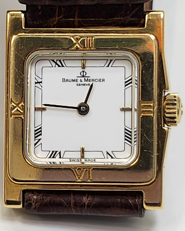 Baume & Mercier Classique Square Lady 20MM White Dial Leather Strap (18612)