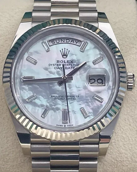 Rolex Day-Date 40MM Mother of Pearl Dial White Gold President Bracelet (228239)