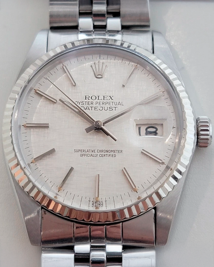 Rolex Datejust 36MM Silver "Linen" Dial Jubilee Bracelet (16014)