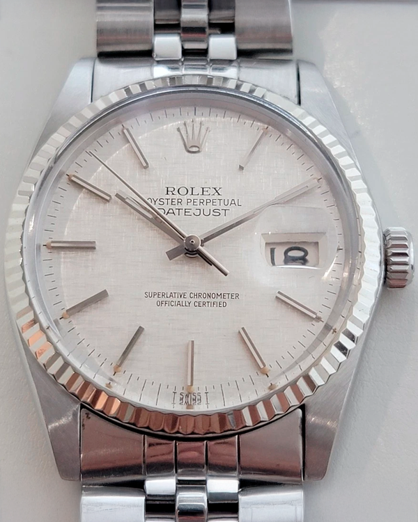 Rolex Datejust 36MM Silver "Linen" Dial Jubilee Bracelet (16014)