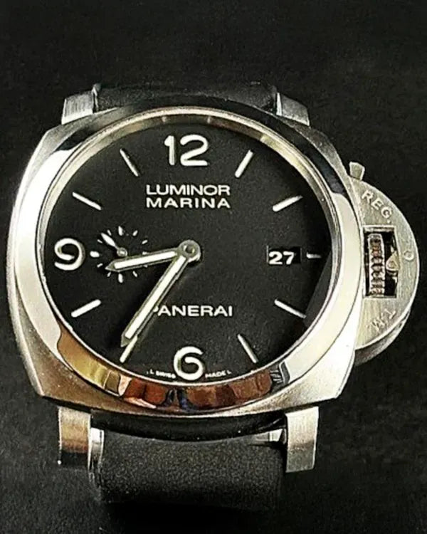 (SR | Start on Sat) 2014 Panerai Luminor Marina 1950 3 Days 44MM Black "Sandwich" Dial Rubber Strap (PAM00312)
