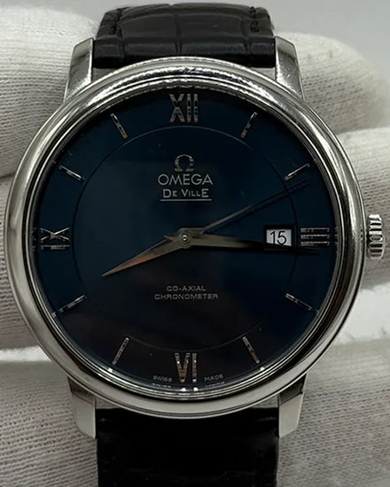 Omega De Ville Prestige 39.5MM Blue Dial Leather Strap (424.13.40.20.03.001)