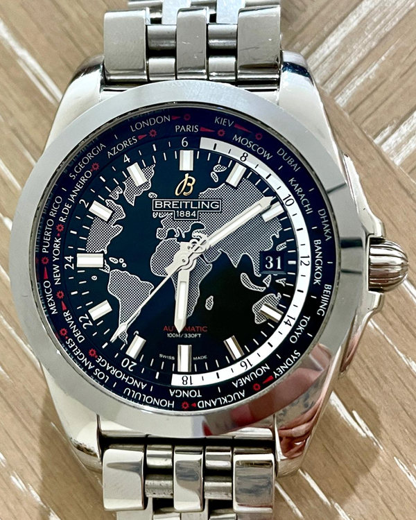 2019 Breitling Galactic Unitime 44MM Black Dial Steel Bracelet (WB3510U4/BD94)