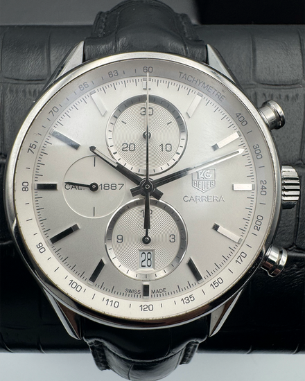 Tag Heuer Carrera Calibre 1887 41MM Silver Dial Leather Strap (CAR2111-4)