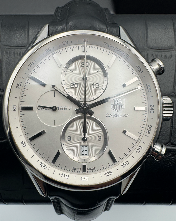 Tag Heuer Carrera Calibre 1887 41MM Silver Dial Leather Strap (CAR2111-4)
