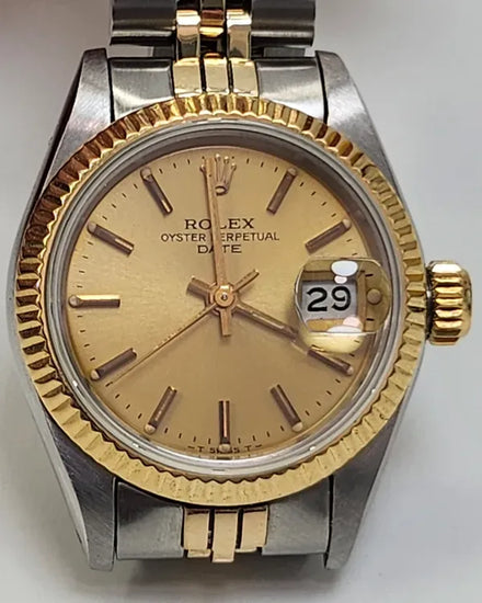 Rolex Oyster Perpetual Lady Date 26MM Champagne Dial Two-Tone Jubilee Bracelet (69160)