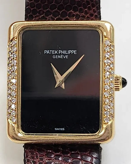 Patek Philippe Vintage 22MM Black "Onyx" Dial Aftermarket Leather Strap (4311)