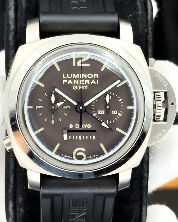 2011 Panerai Luminor 1950 8 Days Chrono Monopulsante L.E. 44MM Brown Dial Rubber Strap (PAM00311)