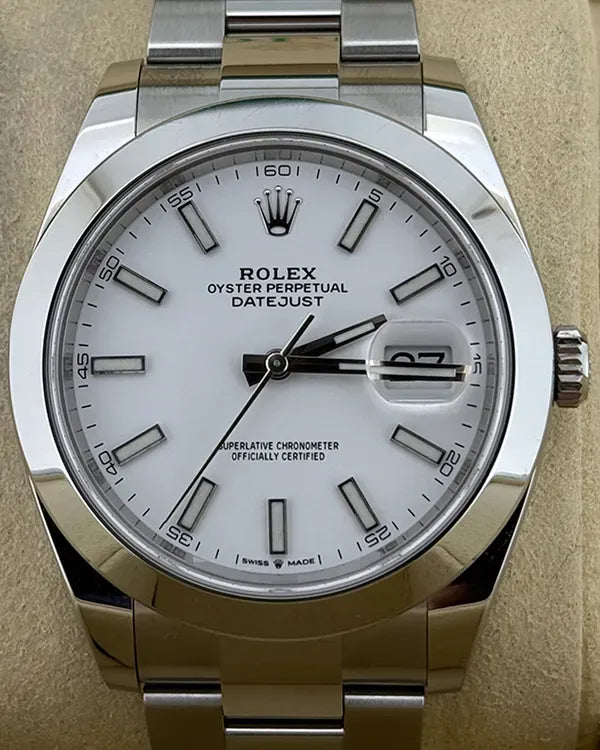 2020 Rolex Datejust 41MM White Dial Oyster Bracelet (126300)