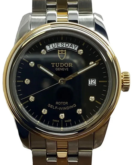 2016 Tudor Glamour Date-Day 39MM Black Dial Two-Tone Bracelet (56003)