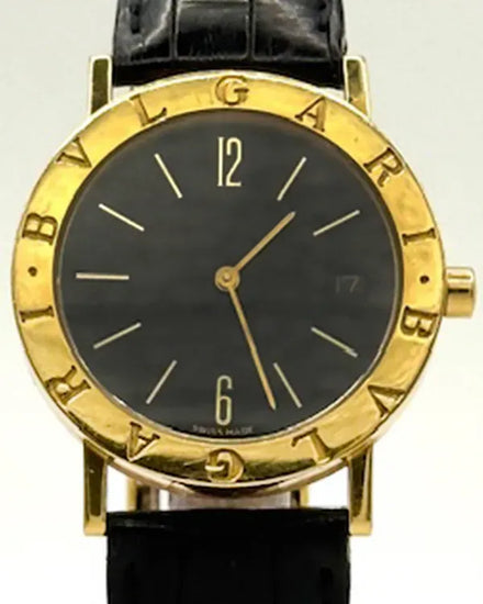 Bvlgari Bvlgari 33MM Quartz Black Dial Leather Strap (BB33GL)