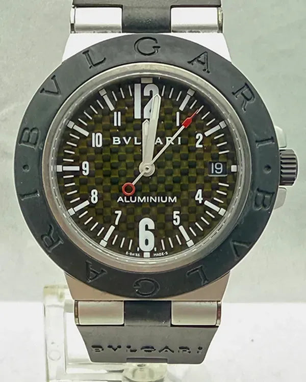 Bvlgari Diagono 38MM Black Dial Rubber Strap (AL38TA)