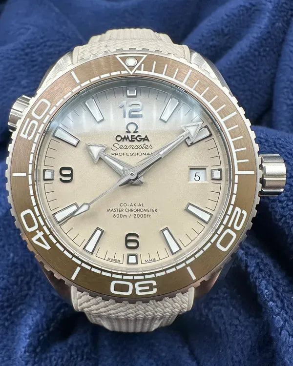 2024 Omega Seamaster Planet Ocean 600M 43.5MM Beige Dial Rubber Strap (215.32.44.21.09.001)