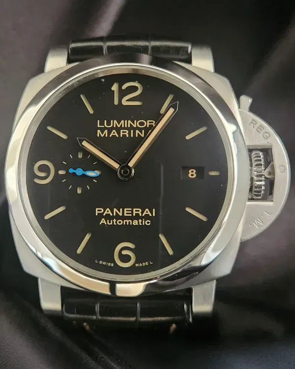 2017 Panerai Luminor Marina 1950 3 Days 44MM Black Dial Leather Strap (PAM01312)