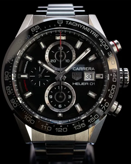 2016 Tag Heuer Carrera Calibre HEUER 01 43MM Black Dial Steel Bracelet (CAR201Z.BA0714)