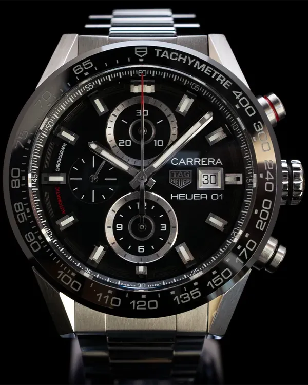 2016 Tag Heuer Carrera Calibre HEUER 01 43MM Black Dial Steel Bracelet (CAR201Z.BA0714)