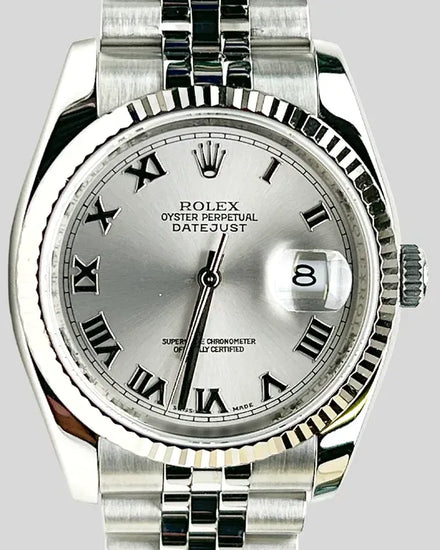 2012 Rolex Datejust 36MM Rhodium Dial Super Jubilee Bracelet (116234)