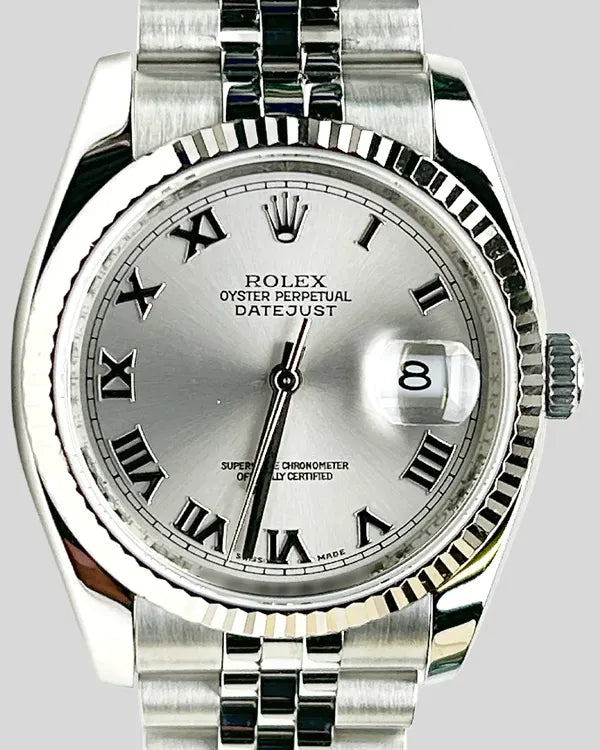 (Albert) 2012 Rolex Datejust 36MM Rhodium Dial Super Jubilee Bracelet (116234)