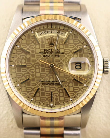 1990 Rolex Day-Date 36MM Champagne "Jubilee Motif" Dial White Gold President Bracelet (18239B)