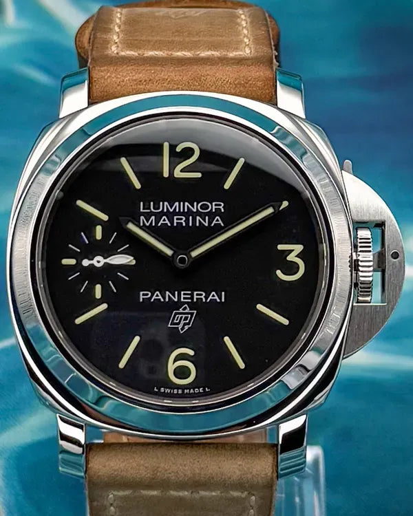 No Reserve - Panerai Luminor Marina Logo 44MM Black Dial Leather Strap (PAM00776)