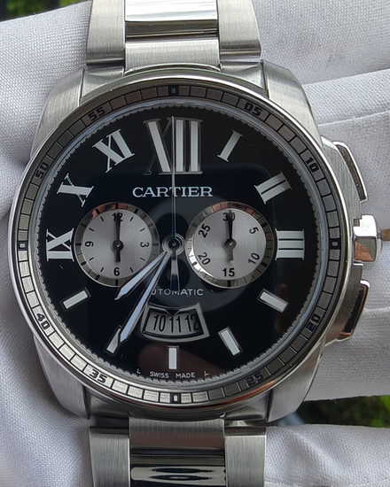 Cartier Calibre de Cartier 42MM Black Dial Steel Bracelet (W7100061)