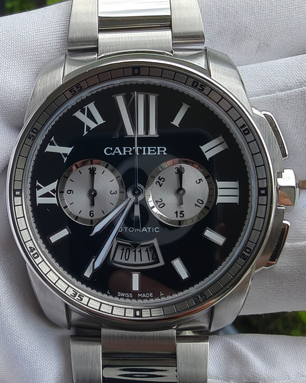 Cartier Calibre de Cartier 42MM Black Dial Steel Bracelet (W7100061)