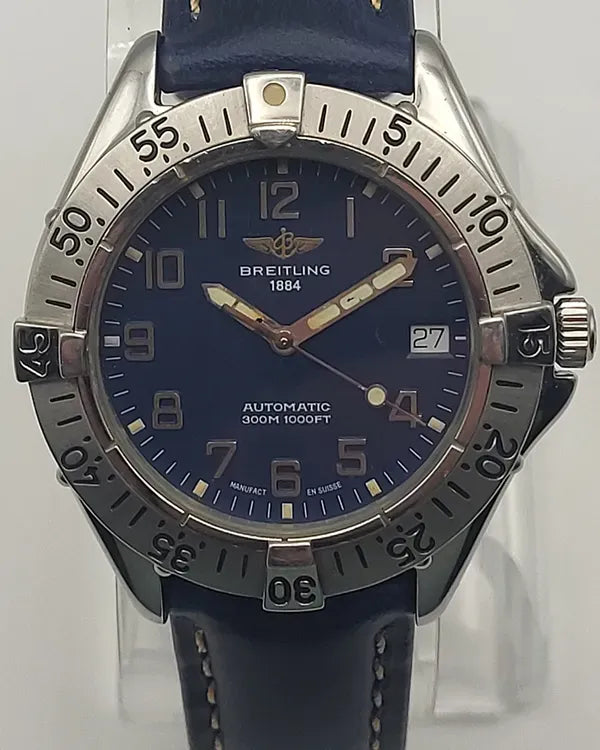 Breitling Colt 38MM Blue Dial Aftermarket Leather Strap (A17035)