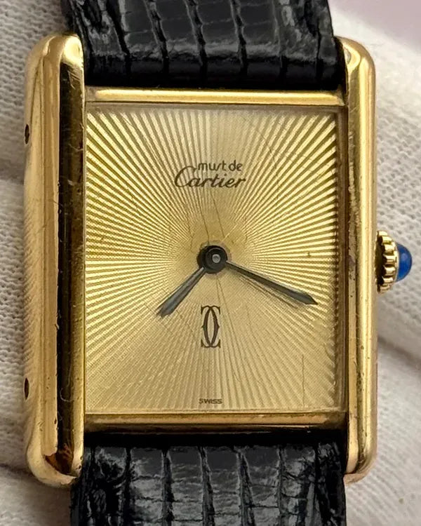 1983 Cartier Tank Vermeil 20MM Champagne Dial Leather Strap (5057001)