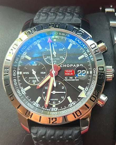 No Reserve - Chopard Mille Miglia GMT 42.5MM Black Dial Rubber Strap (158992-3001)