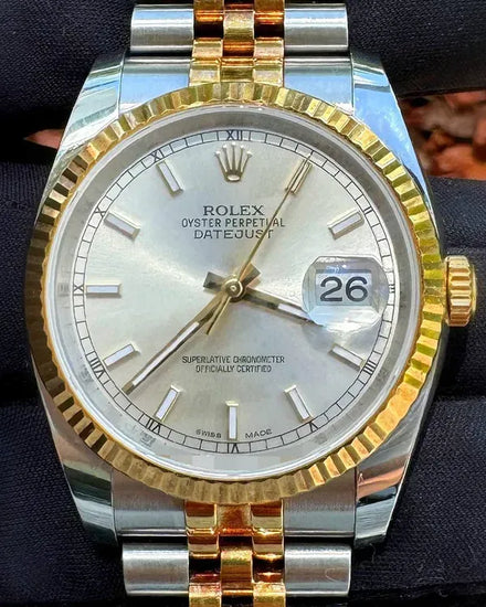2017 Rolex Datejust 36MM Silver Dial Two-Tone Super Jubilee Bracelet (116233)