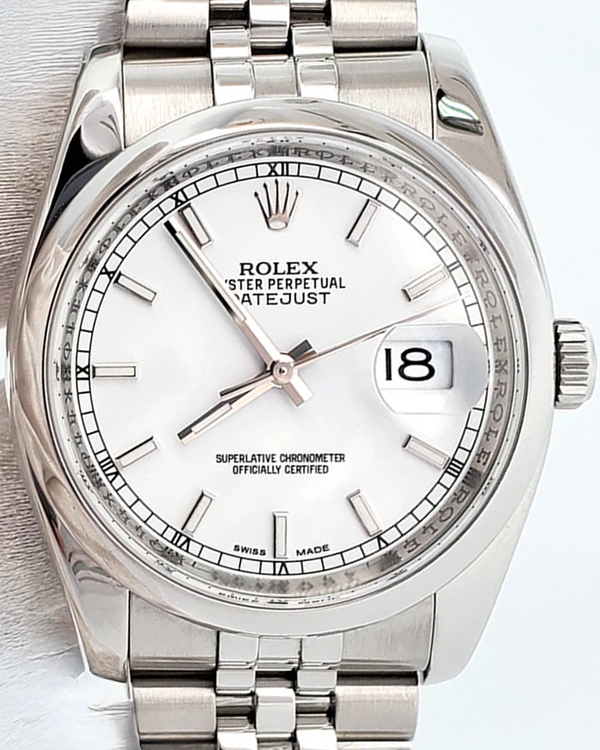 2007 Rolex Datejust 36MM White Dial Jubilee Bracelet (116200)
