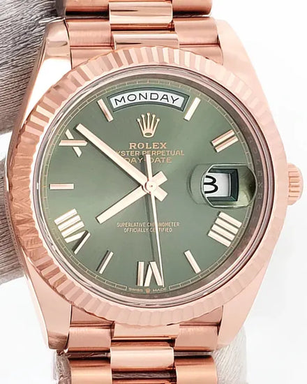 2024 Rolex Day-Date 40MM Green Dial Rose Gold President Bracelet (228235)