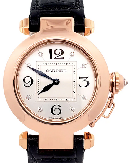Cartier Pasha De Cartier 32MM Quartz Silver Dial Leather Strap (WJ11913G)